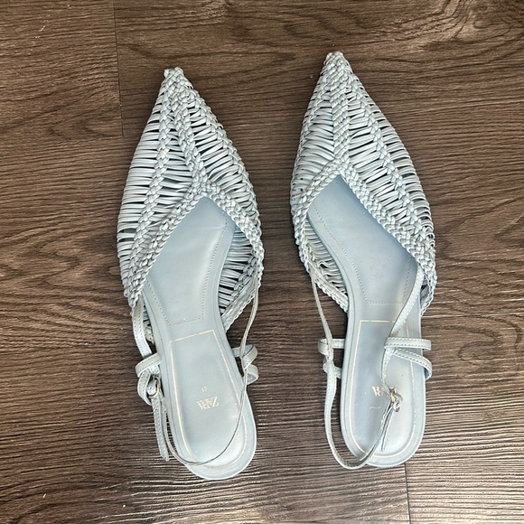 ZARA Light Blue Pointed Flats - Picture 2 of 2